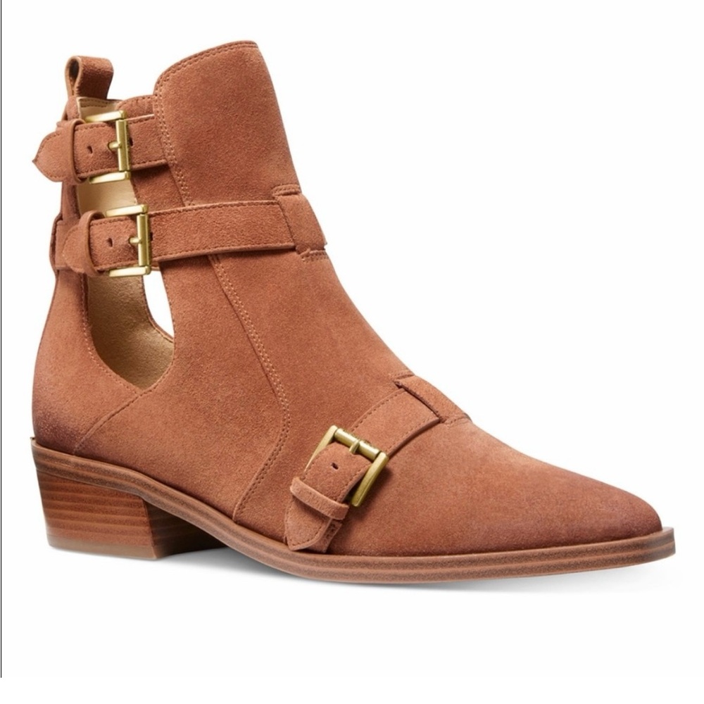 Michael Kors Radley Cognac Brown Buckle Booties